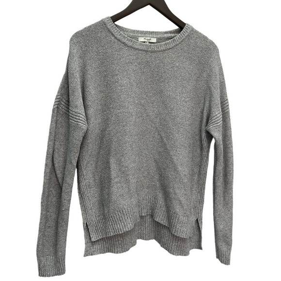 𝅺madewell Grey Long Sleeve Texturework Crewneck Sweater Size L - Picture 5 of 11